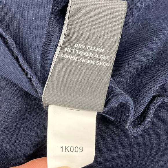 Vera Wang Navy Blue Long Sleeve V Neck Ruched Evening Gown Long Dress (4) - Picture 11 of 13